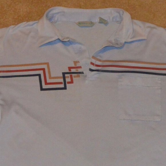 80s Royale Air Mens Vintage Med Blue Short Sleeve Muscle Fit Polo - Picture 3 of 6